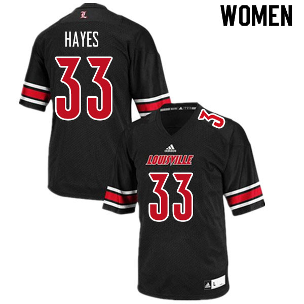 Women #33 Isaiah Hayes Louisville Cardinals College Football Jerseys Sale-Black - Click Image to Close